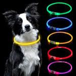 AUAUY Collier Lumineux Chien, Collier LED pour Animaux Rechargeable USB, Découpable Collier Imperméable Collier Chien Réglable pour Petits, Moyens et Grands Chat et Chien (Jaune)