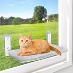 AMOSIJOY Perchoir de fenêtre pour Chat sans Fil avec 4 ventouses, Cadre en métal Massif et Housse réversible, lit Pliable pour Chat d'intérieur