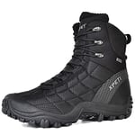 XPETI Mens Hiking Boots Waterproof Walking Boots Men High Hill Winter Snow Trekking Shoes Black Size 12 UK