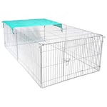 EUGAD Enclos Lapin, Cage Lapin, Parc Enclos Chien, Cage Chien, Clôture pour Animaux de Compagnie, Parc Chiot en Fil Métallique avec Bâche de Protection Solaire, 180x120x60cm