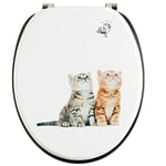 Wirquin 20723912 Abattant WC en fibre de bois Woody 100% FSC Chatons, blanc et noir