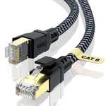 Câble Ethernet 4M,Rj45 Cat 8 Câble Réseau 40Gbps 2000Mhz Haut Débit S/Ftp Câble,Nylon Tressé Double Blindage Lan Câble Internet,Compatible Avec Routeur Modem Tv