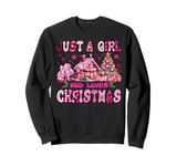 Just A Girl Who Loves Christmas Pink Gingerbread House Decor Sweatshirt