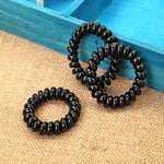 Women Black Elastic Hair Ties Rubber Hair Rope Telephone Wire Extendable