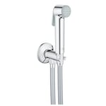 GROHE Tempesta-F Trigger Spray Wall Holder Set with Self-Closing Angle Valve Hand Shower with Trigger-Control, 100mm Twistfree Hose and Valve with Integrated Shower Holder, Chrome Finish 26358000