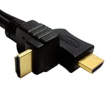 1m high Speed HDMI Male Cable | Right Angled (270 Degree) To Straight Plug Connector Lead | Type A Bend Angled End | Video Source AV Laptop Video TV