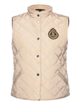 Crest-Patch Quilted Mockneck Vest Vests Quilted Vests Beige Lauren Ralph Lauren