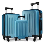 Kono Luggage Set 3 Pieces Suitcases Lightweight ABS Hard Shell Cabin Carry-on Travel Trolley Case with 4 Spinner Wheels (3 Pcs Set, Navy)