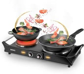 Duronic Hot Plate HP2 BK, Table-Top Cooking, 2500W Black Steel Electric Double 