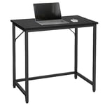 VASAGLE Bureau, Table, Poste de Travail, pour Bureau, Chambre, 50 x 80 x 76 cm, Style Industriel, Cadre en Métal, Noir Boisé et Noir d'encre LWD038B56