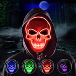 Purge Mask, Halloween Mask, LED Scary Mask i mörkret, Halloween Purge Mask för kostymspel, Cosplay, Festivaler och Fester, Röd