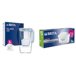 BRITA Glass Water Filter Jug Light Blue (2.5L) Starter Pack incl.3x MAXTRA PRO All-in-1 cartridge & MAXTRA PRO Limescale Expert Water Filter Cartridge 3 Pack (NEW) - Original BRITA refill