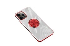 GENERIQUE Coque et étui téléphone mobile Etui pour iphone 12 pro max clear ultra slim soft galvanisé cadre anneau support rouge