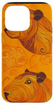 Coque pour iPhone 14 Pro Max Orange Abstrait Ethnique Capybara Rongeur Animal Motif