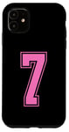 Coque pour iPhone 11 Rose Numéro 7 Équipe Junior Sports Uniforme Numéroté