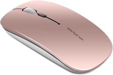 Q5 Souris Sans Fil Rechargeable, Ultra-Mince Optique Mouse Silencieux 1600 Dpi Réglable Wireless Mouse Pour Ordinateur, Pc, Portable, Macbook (Or Rose)[MOU140433]