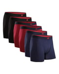 DANISH ENDURANCE Men's Bamboo Boxers Soft, Comfortable, Breathable Underwear, Tagless, With or without fly, 6 Pack, Medium Multicolor (2x Black, 2x Red, 2x Navy Blue)