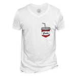 T-Shirt Homme Col V Poche Surprise Soda Boisson Sucre Film Dessin