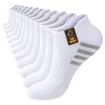 Stoeury Chaussette Homme Femme, Chaussettes Basses Courte, Lot de 6 Paires Soquettes Anti Ampoule Sport, Chaussettes Coton Respirant et Anti-transpiration pour Running, Travail, Blanc, 39-42