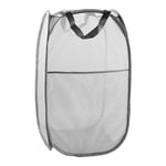 Rumyve Collapsible Laundry Baskets,Mesh Pop Up Laundry Hamper with Side Pocket,Portable Large Washing Basket for Bedroom Bathroom Dorm Room Clothes Tidy Storage(Gray)