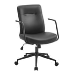 SONGMICS Chaise de Bureau Pivotante, Fauteuil Ergonomique, Surface en PU Facile à Nettoyer, Hauteur Réglable, Dossier Confortable, Assise Incurvée, Capacité 150 kg, Noir d'encre OBG031B01