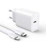 30W Chargeur USB C Rapide for iPhone 14/14/Pro/14 Pro Max/14 Plus/13 12 11 SE XR X XS 8, USBC Charger Prise Secteur Type C Alimentation Adaptateur et 2M Cable