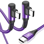 Câble USB C vers USB C Coudé [2M,Lot de 2] PD 60W Charge Rapide Câble Type C 90 Degrés Compatible avec i phone15 série,MacBook Pro/Air iPad Pro¿Samsung Galaxy S24 S23 S22 S21,Huawei,Pixel