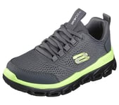 Skechers 403737l Bblm, Basket Garçon, Noir/Vert Citron avec Bordure Bleue, 33 EU