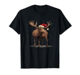 Christmas Magic Moose in Santa Hat Costume for Cozy Xmas T-Shirt