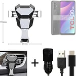  For TCL 30 Se Airvent mount + CHARGER holder cradle bracket car clamp