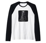 Funny Feline with Crown for a Royal Style Raglan Baseball Tee