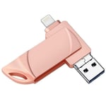 128 Gt ulkoista tallennustilaa Memory Stick Flash Drive 3 in 1 Lightning/Micro/USB Swivel U Disk