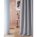 Room99 Rideau avec œillets Laurel 140 x 250 cm Largeur x Hauteur, Décoration de Fenêtre, Rideau occultant Thermique Isolant Anti Froid et Chaleur pour Salon Gris Clair, 1 pièce