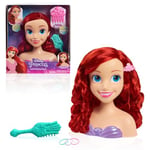 Tête à coiffer Ariel Princesses Disney de 20 cm de Haut avec Accessoires, 7 Accessoires, Chevelure rousse, Jeux d’Imitation, Jouets pour Enfants par Just Play, 26.04