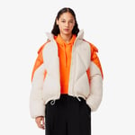 Lacoste Doudoune courte oversize à capuche Taille 34 Blanc/orange