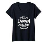 Womens Japan Akihabara Tokyo Rising Sun Tradition Future Kanji V-Neck T-Shirt