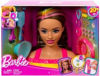 Tete a coiffer Barbie Ultra chevelure brune, meches arc en ciel - 22 Accessoires