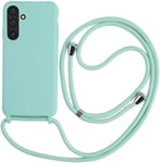 Collier Pour Samsung Galaxy A54 5g Coque Silicone Liquide Bumper Housse Galaxy A54 5g Laniere Avec Cordon Reglable Longueur Chaine Lanyard Case Housse Etui Pour Samsung A54 5g, Vert