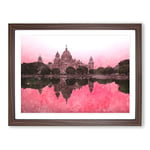 Victoria Memorial In Kolkata India Painting Modern Art Framed Wall Art Print, Ready to Hang Picture for Living Room Bedroom Home Office Décor, Walnut A2 (64 x 46 cm)