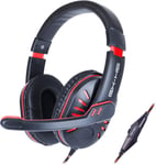 Gx-H5 Casque Gaming Avec Microphone Rotatif Pour Ps5, Ps4, Xbox, Pc, Switch - Bandeau Souple Réglable, Contrôleur De Volume Avec Câble Tressé, Câble Répartiteur Inclus (Rouge)