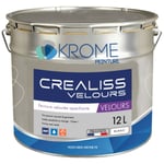 Krome Crealiss Velours – Peinture Opacifiante Acrylique pour Murs – Intérieur Finition: Velours - Couleur: Blanc - Conditionnement: 1L