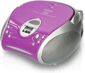 Scd24 - Lecteur Cd Pour Enfants - Radio Cd - Cha?ne Hi-Fi - Boombox - Tuner Radio Fm - M?moire De Pistes - Puissance 2 X 1,5 W Rms - Fonctionne Sur Secteur Et Sur Piles - Mauve