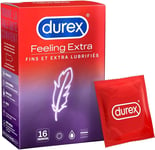 Durex - FEELING EXTRA - 16 Préservatifs Homme Fins Et Extra Lubrifiés