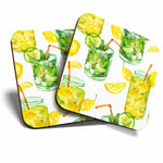 2 x Coasters - Lemon & Lime Drink Lemonade Home Gift #24550