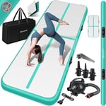 KESSER® Tapis de Gymnastique | Tapis de Fitness Gonflable Airtrack | Tapis de Gymnastique 3/4/5/6 m | Sac de Transport et Batterie électrique (Vert menthe, 200 x 100 x 10 cm)