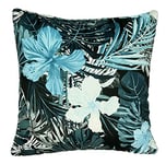 Coussin canape 40 x 40 cm, avec Motif Tropical, Bleu - Coussin décoratif en Tissu Velours avec Rembourrage Doux - pour la Decoration salon, Deco Chambre à Coucher, du Decoration Bureau, Deco Maison