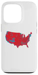 Coque pour iPhone 13 Pro Red Wave Carte des États-Unis dans l'élection présidentielle de 2024