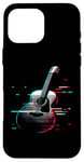 Coque pour iPhone 16 Pro Max Glitch Guitare acoustique – Amateur de musique de guitare vintage