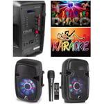 SONO ENCEINTE PORTABLE 8" PARTY KARAOKE SUR BATTERIE /SD/USB/BT/MP3 + MICRO HQ LEDS RGB + Télécommande pour la fête en KARAOKE