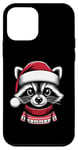 Coque pour iPhone 12 mini Joli raton laveur avec bonnet de Père Noël pour enfants garçons filles